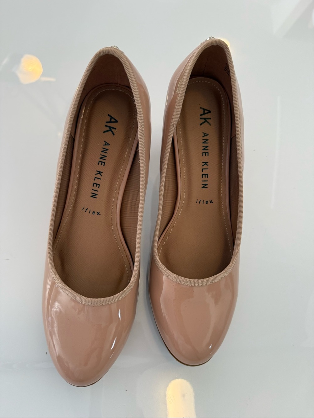 Anne Klein Patent Ballet Flats in Nude Pink